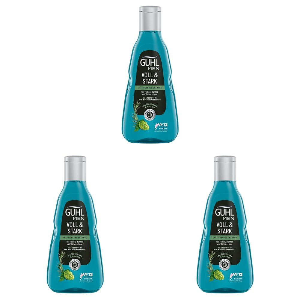 Guhl Men Full & Strong Shampoo - Hårtype: Tynd, fin, normal Brusebad og bad Guhl 3 x 250 ml