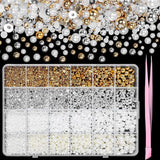 GZMAYUEN 920 stk Guld Sølv Flatback Perlen Für Nägel, Halbrunde Weiße Beige Nail Perlen, Kleine Halbrunde Flatback Perlen Für DIY Nail Art Decor