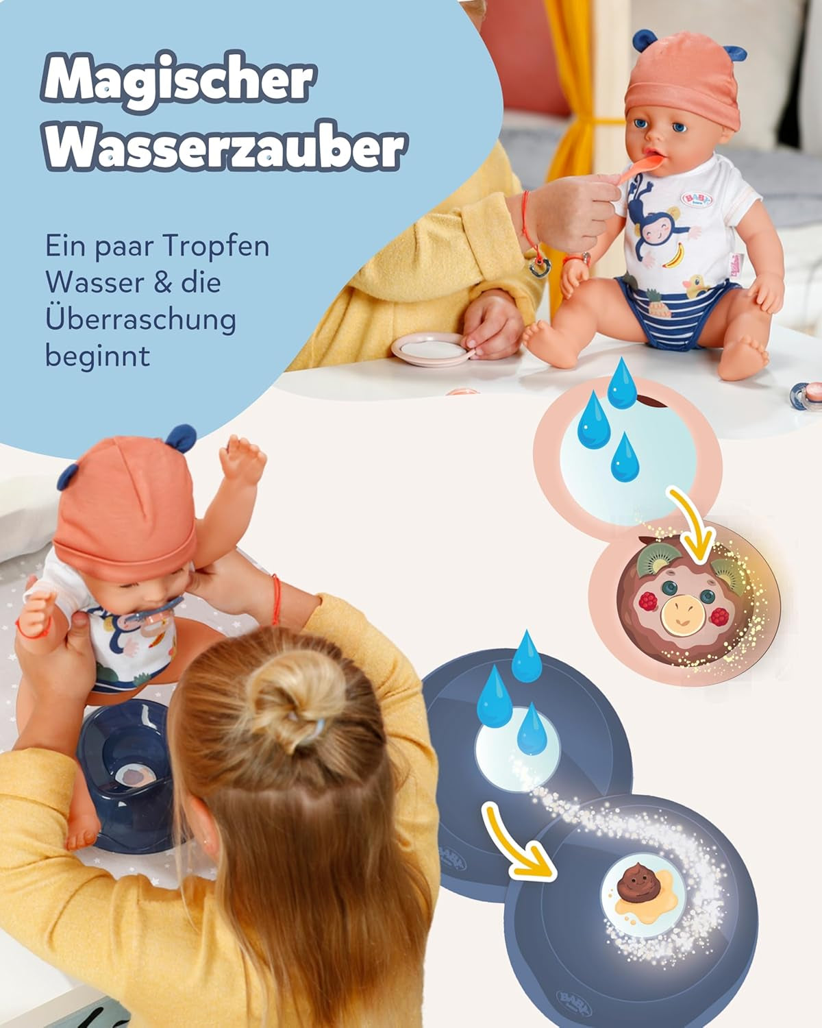 Baby Born Emma Jungle Style Doll - 43 cm - 10 funktioner inklusive tilbehør og bodysuit i unisex farver - Fungerer uden batterier - Velegnet til børn fra 3 år og derover