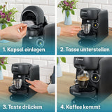 Bosch Tassimo finesse TAS162E kapsel espressomaskine, 70 drinks, mere intens kaffe med et tryk på en knap, automatisk sluk, bæredygtig, perfekt dosering, 1400 W, sort/sort