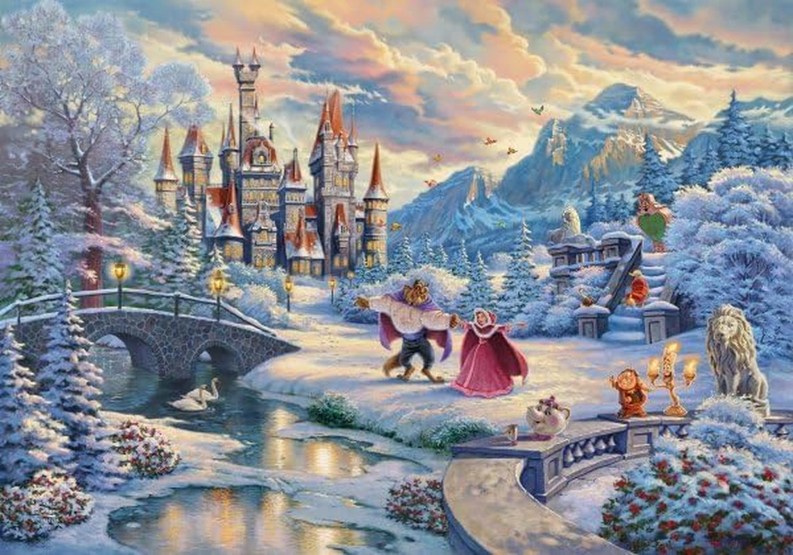 Schmidt Spiele 59671 Thomas Kinkade, Disney, Skønheden og Udyret, Magisk vinteraften, puslespil 1000 brikker Puslespil Naty Shop