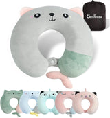 Nakkepude, Børne Nakkepude til Fly Bil Tog Rejser Voksen Memory Foam Rejsepude Sødt Dyremønster U Form Pude Aftageligt betræk (Pink2) Cervikale ortopædiske puder Naty Shop Grå