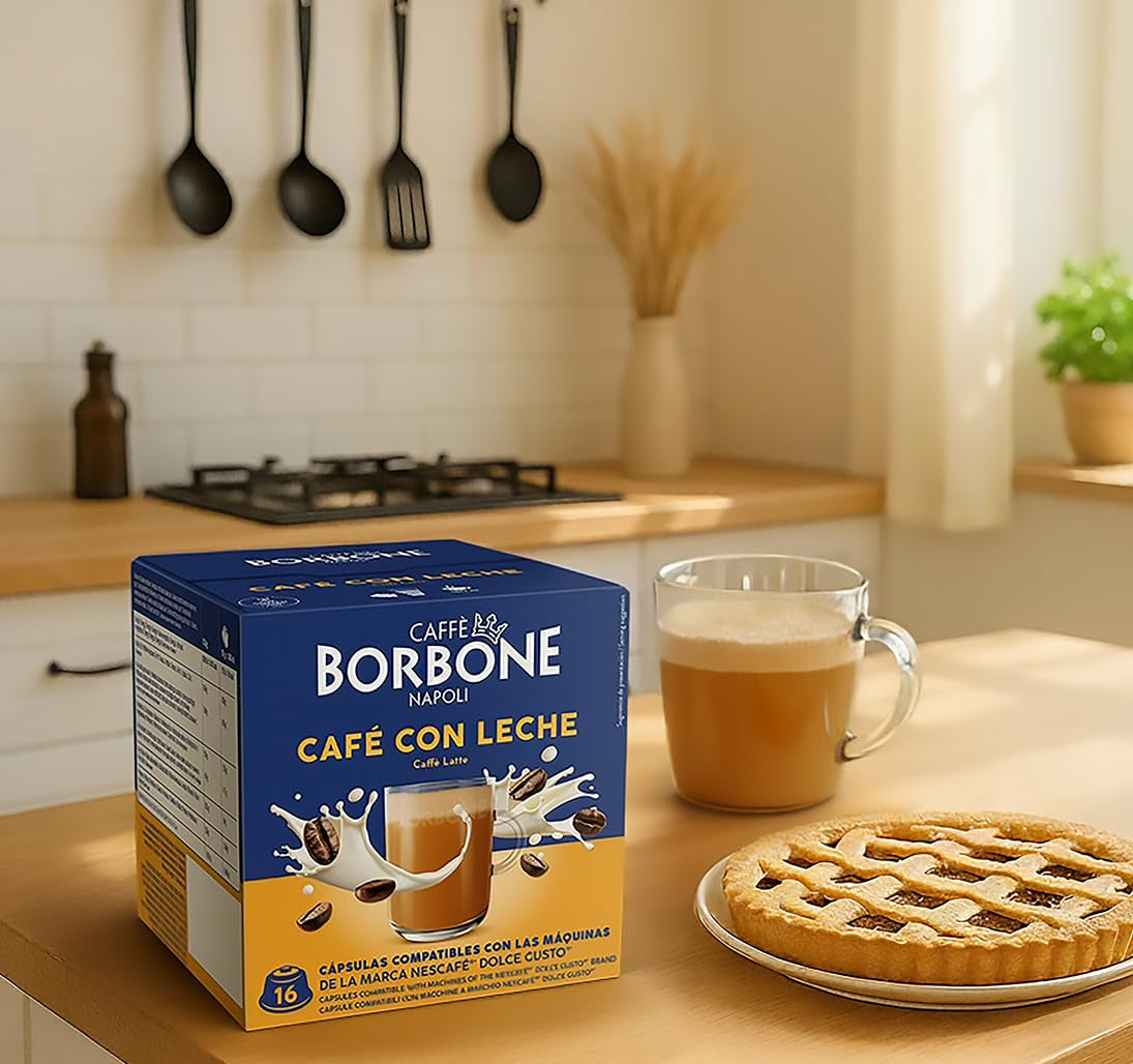 Caffè Borbone Café au Lait - 64 Kapseln - Løsliches Pulvergetränk mit Milchpulver und Instantkaffee - Kompatibel med Kaffeemaschinen der Marke Nescafè®* Dolce Gusto®*