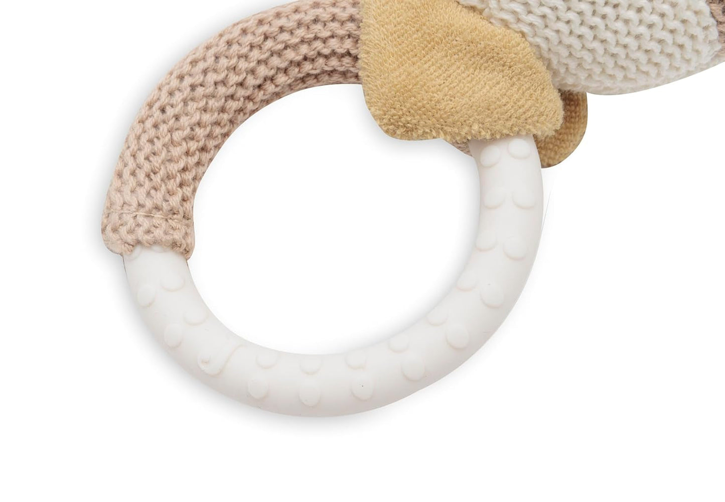 Jollein Baby Teether - Mick - Tandlægehjælp - BPA Fri - Strikket Hundehoved - Silikone Bringning - Babylegetøj - Lindrer tændingssmerter
