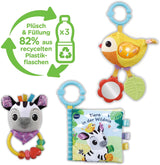 VTech Baby - Baby's Animal Friends Gavesæt - Legetøjssæt med stofbog, syngende fugl og zebrarangle - I 0-24 måneder Babylegetøj Naty Shop