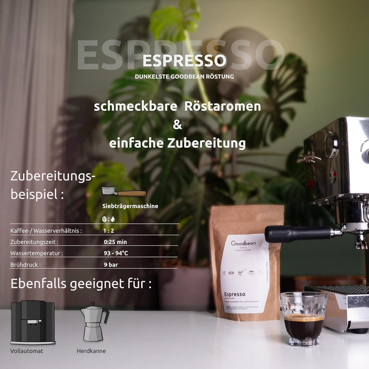 ESPRESSO | Kaffebønner 500g - 100% Arabica | Friskristet til fremstilling af espresso | Hele kaffebønner | Klassisk kaffesmag