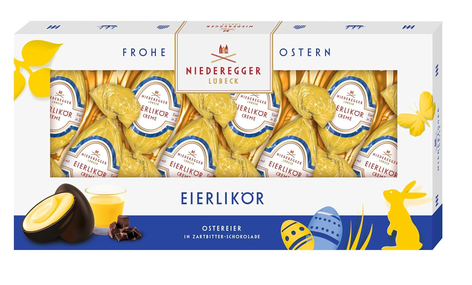 Niederegger | Chokoladeæg | Æggelikør | 1 x 100g | Påskeæg med mørk chokolade overtrukket med æggesnaps | påskeæg | påske gave