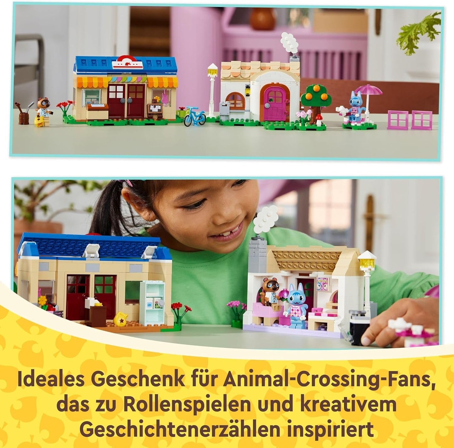 LEGO Animal Crossing Nook's Shop og Sophie's House sæt, kreativt legetøj til børn med 2 minifigurer fra videospilserien, gave til piger og drenge fra 7 år 77050 Byggesæt Besuche den LEGO-Store