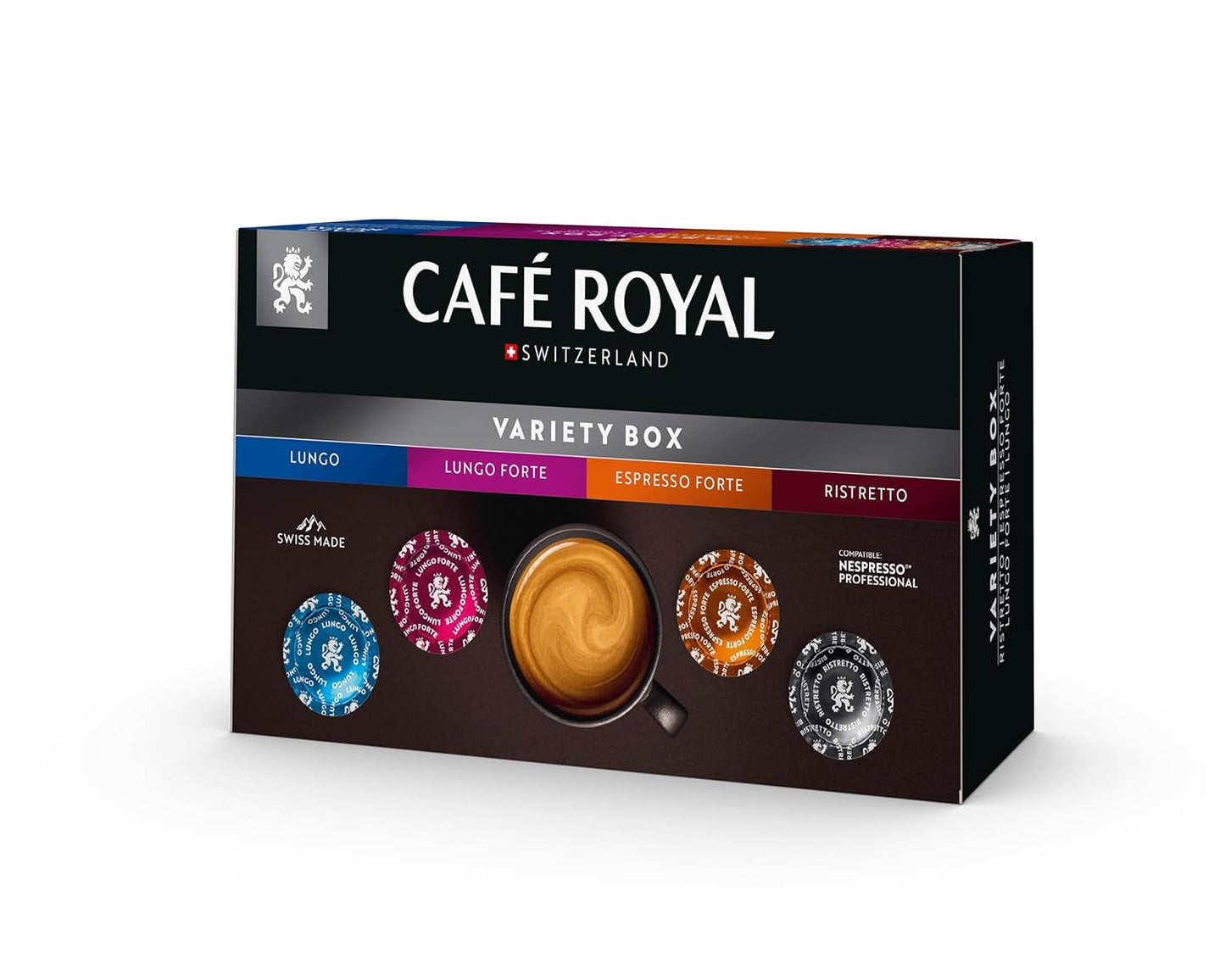 Café Royal Professional Pads, Variety Box, 40 Nespresso (R) Professional-kompatible Pads til kontor og gastronomi, Rainforest Alliance zertifiziert, 100 Prozent Arabica Kaffee