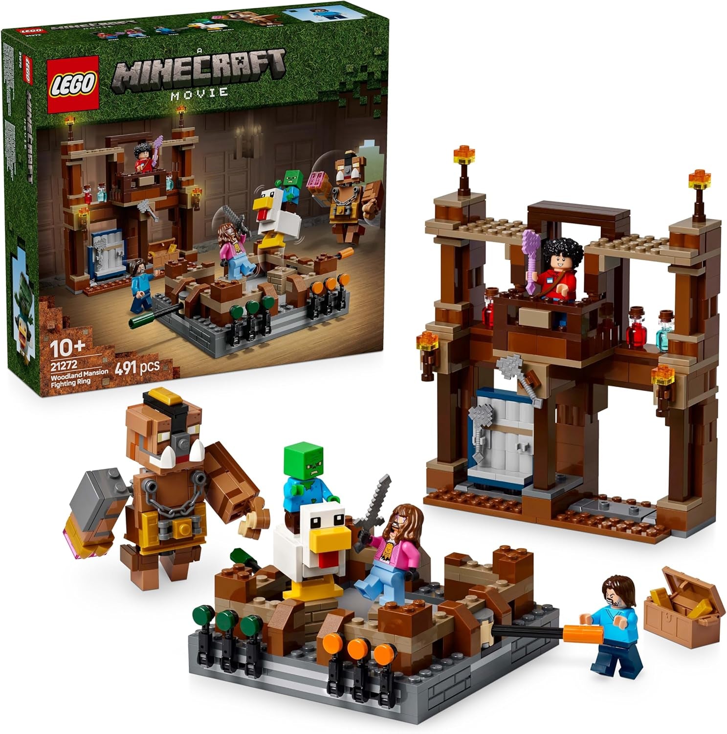 LEGO Minecraft Forest Manor med boksering - gamersæt med zombier og Oberborst - interaktivt byggelegetøj med udstyr og baner - gave til drenge og piger 10+ - 21272 Byggesæt Besuche den LEGO-Store Standard titel