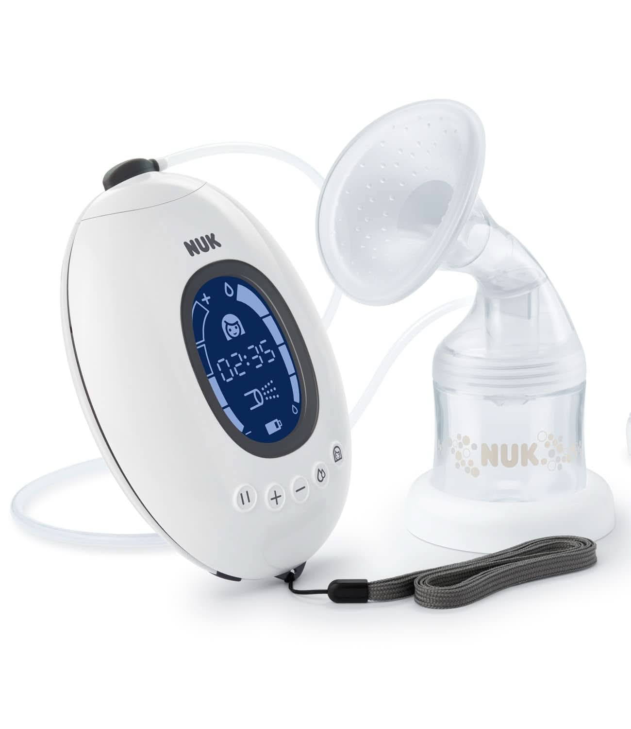 NUK Nature Sense dobbelt elektrisk brystpumpe | Med batteri, LCD display 2X beholdere til modermælk på 150 ml Tilbehør Mad og Amning Bebe Naty Shop Brystpumpe
