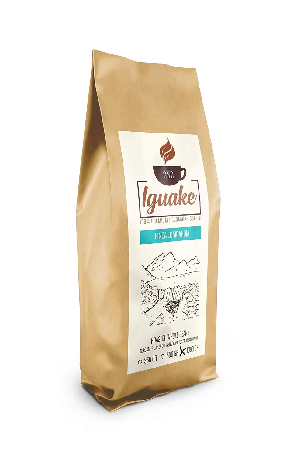 Iguaque kaffe 1000gr | Premium Kaffee ganze Bohnen 100% Arabica fra Colombia | Familienbetrieb - Single Origin Kaffeebohnen - Nachhaltige eigene Plantage im Hochland - Kräftiges Aroma