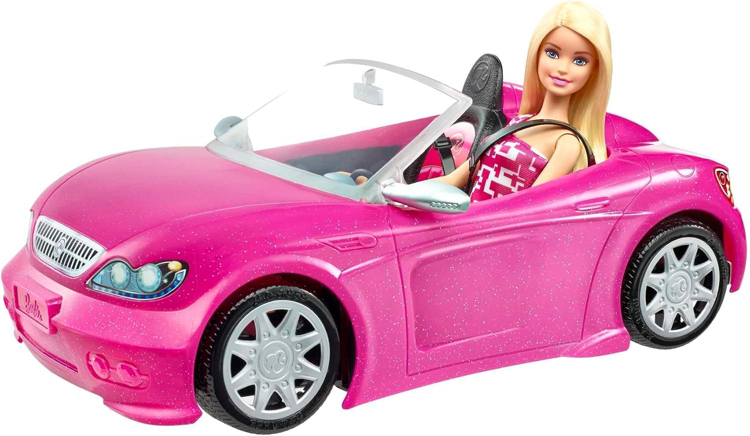 Barbie Doll og Pink Glitter Cabriolet Realistisk dæklogo 3 år gammelt legetøj DJR55 Naty Shop Barbie-dukker