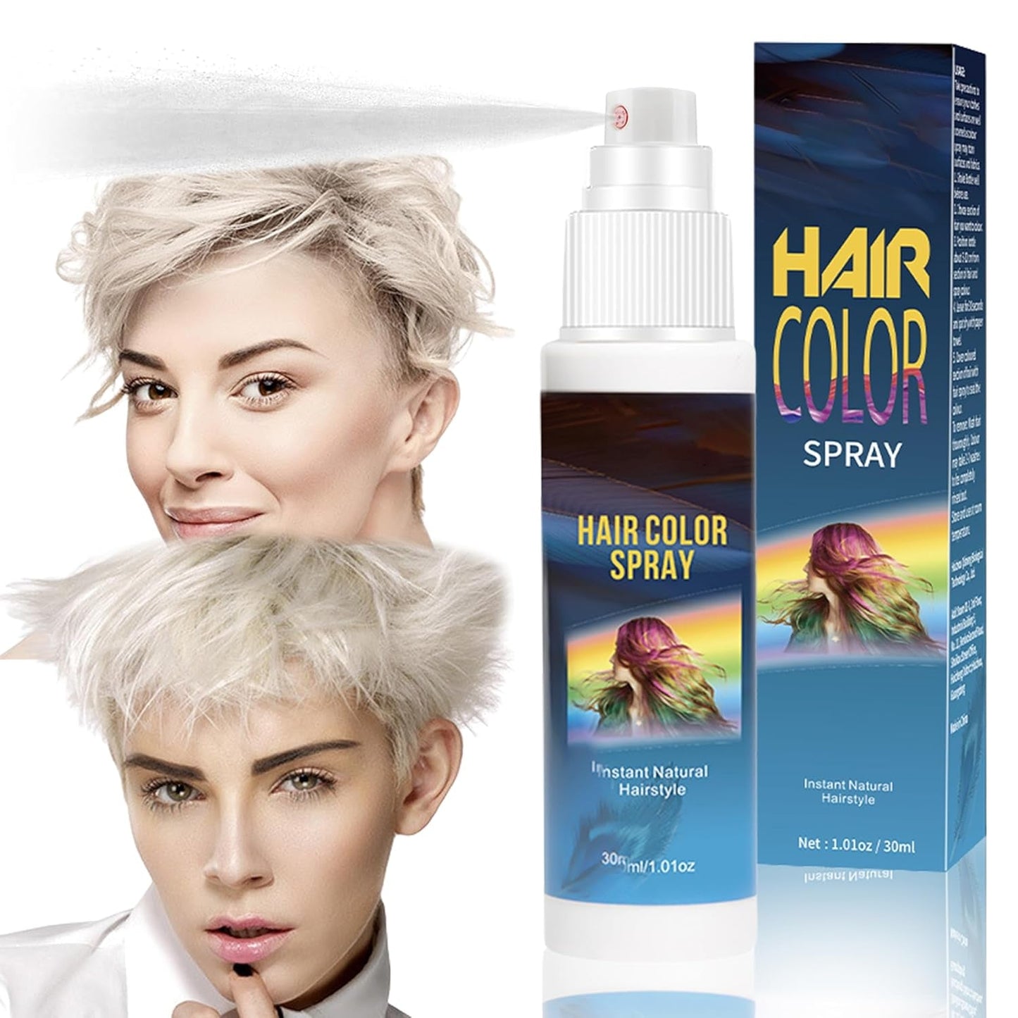 Hårsprayfarve - 30 ml Midlertidig grøn hårfarvespray, naturlig hårfarve Midlertidig hårfarvespray, vaskbar hårfarve til fest Cosplay Halloween (grøn) Hårfarve Naty Shop White