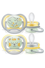 Philips AVENT Ultra Air Nighttime sut til babyer 18+ måneder Glow in the Dark Twin Pack Cloud/Tiger (model SCF376/01)