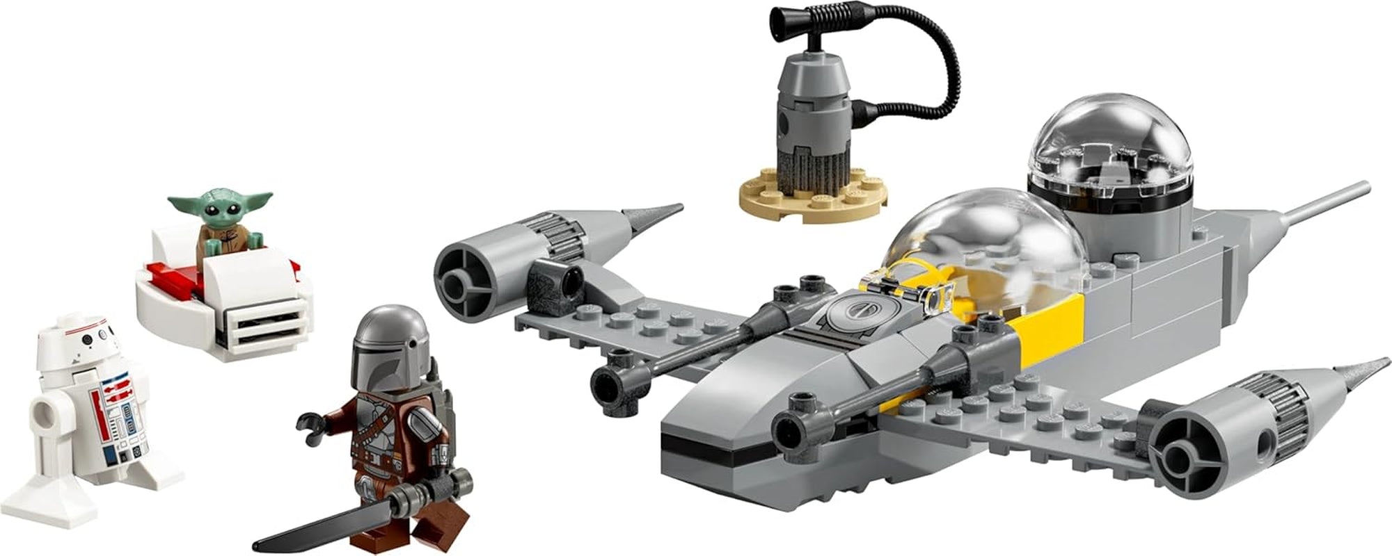 LEGO Star Wars 75410 Mandos og Grogus N-1 Starfighter legetøj med Mandalorian, Grogu og R5-D4 minifigurer, inklusive byggebar søjle, rumskibsstartsæt til drenge og piger fra 4 år Byggesæt Beuche den LEGO-Store