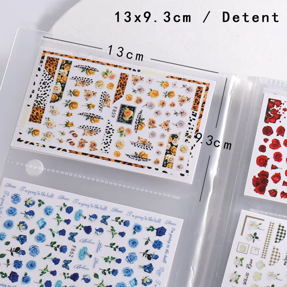144 slots Nail Art Sticker Opbevaringsbog Blätter Nail Art Decals Sammelalbum Nail Sticker Leerer Displayhalter Binder Buch Kunststoff DIY Nail Art Design Tools Für Nail Art Sticker
