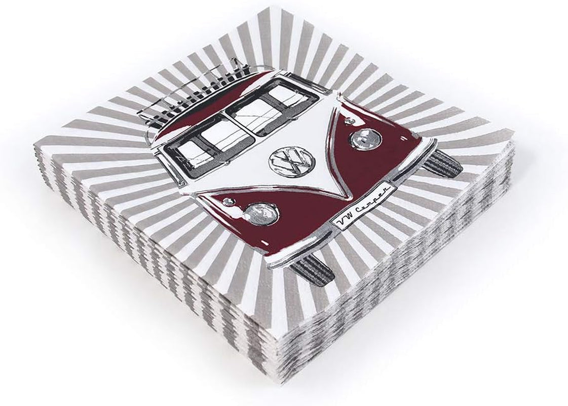 BRISA VW Collection - T1 Bus Volkswagen Bordservietter (Samba Stripes/Red/3 Ply)