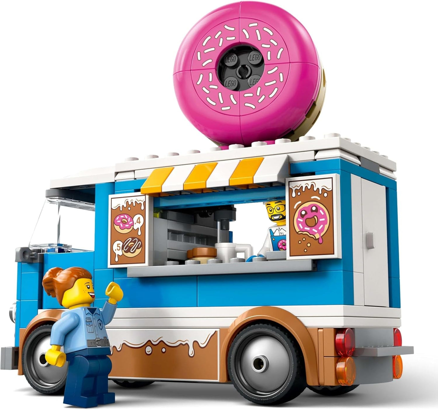 LEGO City Donut Truck - Legetøjsmadvogn med 2 politiminifigurer - Byggelegetøj til drenge og piger på 5+ - Fødselsdags- og feriegaveidé 60452 Byggesæt Besuche den LEGO-Store