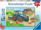 Ravensburger Puslespil til børn - 07616 Byggeplads og gård - Puslespil til 3+ 2X12 brikker Naty Shop Single