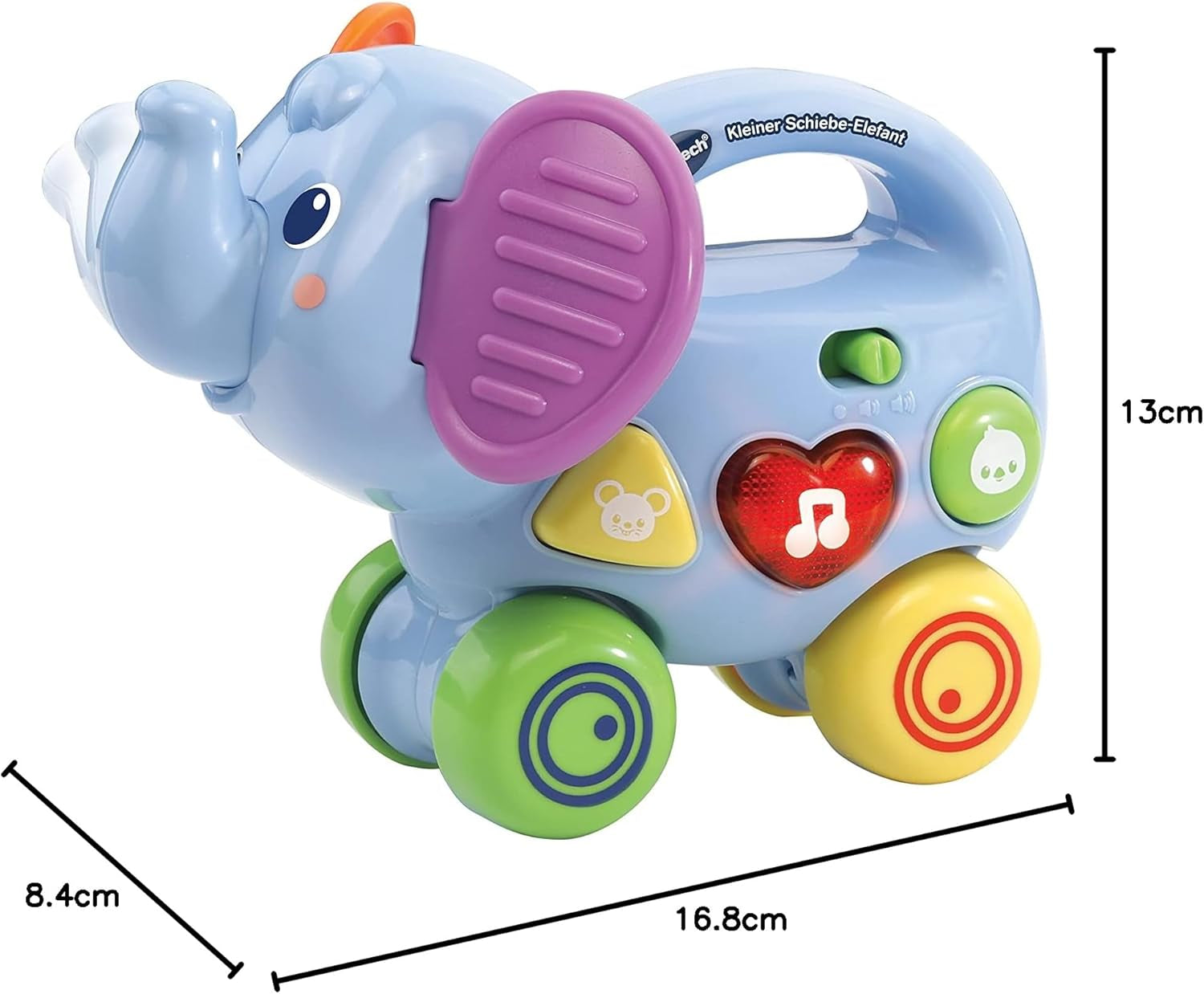 Vtech Baby Little Pushing Elephant - Interaktivt push and play legetøj - Med sange, melodier, sætninger og lyde - For børn i alderen 6-36 måneder Baby Toys Naty Shop