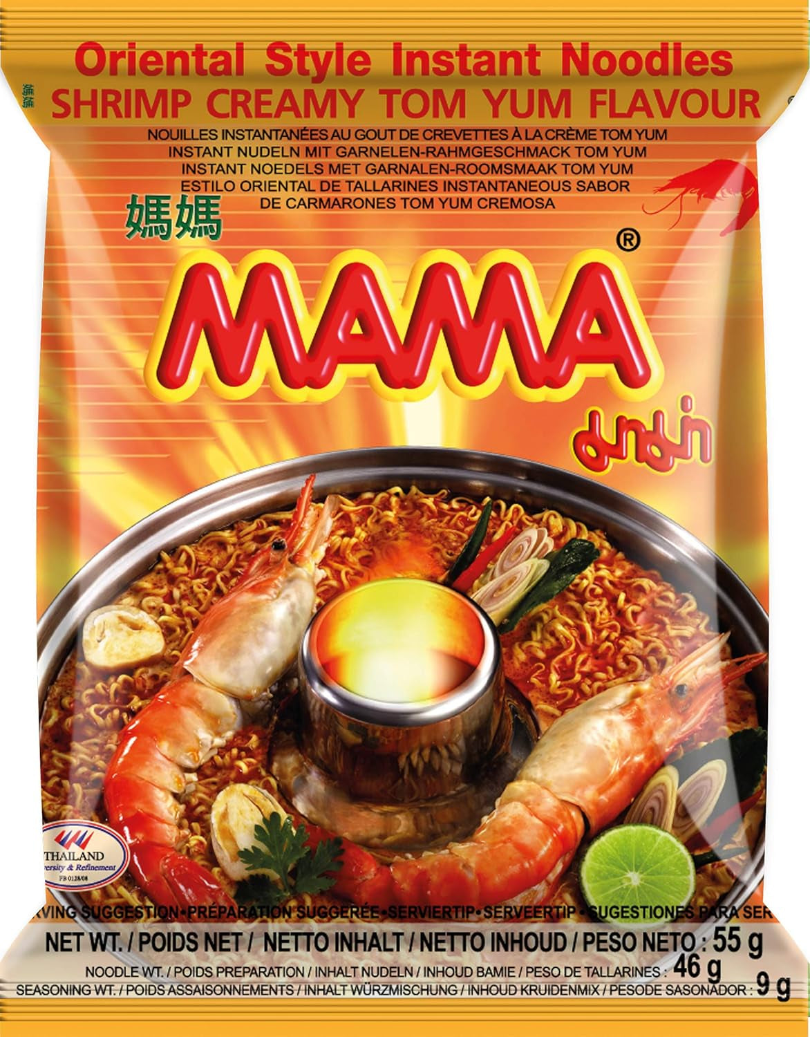MAMA Instant Nudles med kyllingesmag - orientalsk instant nudelsuppe - Autentisk thailandsk køkken - 24 x 55 g