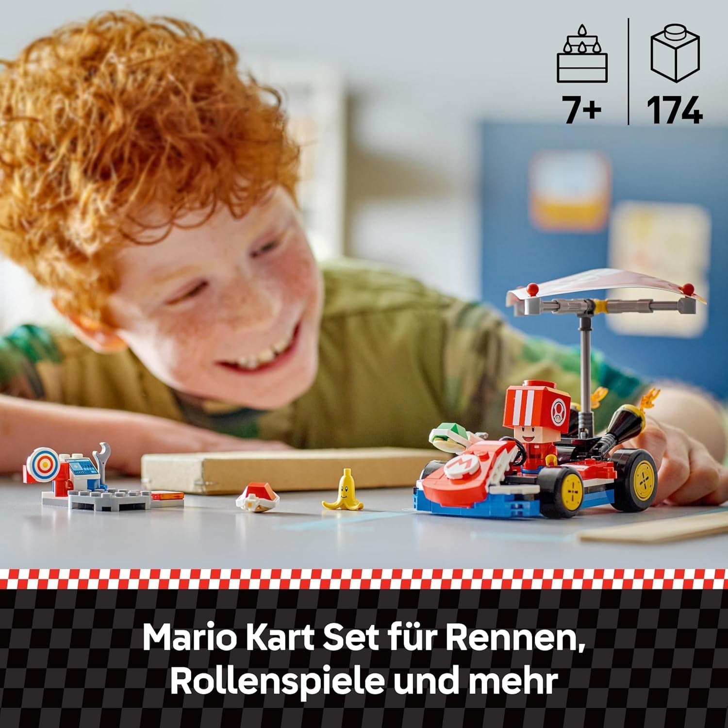 LEGO Super Mario: Mario Kart - Standard Kart, Nintendo Collection, Gave til børn, Tillader drenge, piger og spillere fra 7 år og op til at spille selvstændigt, Eventyrlegetøj med tudsefigur 72032 Byggesæt Besuche den LEGO-Store