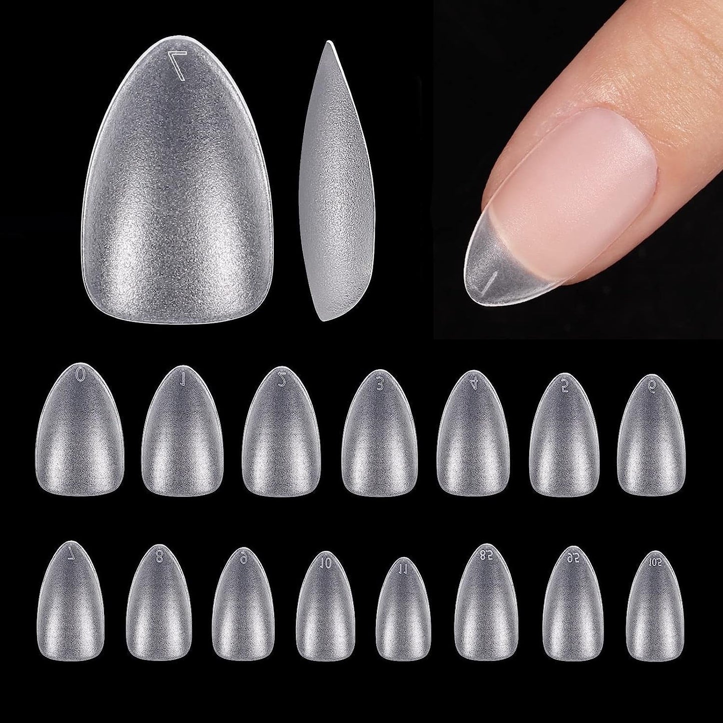 Btartbox Extra Short Mandel Neglespidser - Full Cover Gel X Soft XS Gel Neglespidser - Forformede Semi-Mat Til Brede Negle Salon 320 Stk
