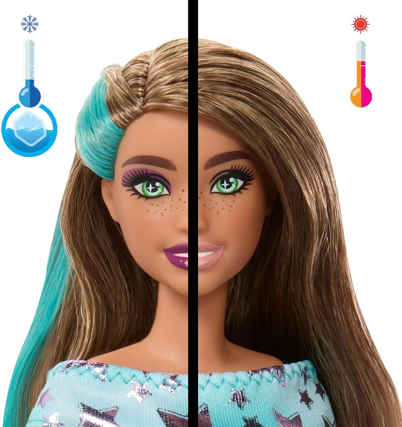 Barbie-festdukke uden æske og tilbehør Fødselsdagskæledyrsserie 10 overraskelsesfeststjernesæt inklusive farveskiftende effekt og kagepynt JFG72
