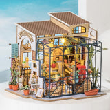 Robotime DG145 Rolife Emily's Flower Shop Miniature dukkehus Lavet af træ, metal, stof og pap, Mål: 22 X 15 X 17 Cm, Naty Shop dukkehuse
