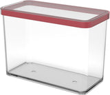 Rotho Loftsæt med 5 opbevaringskrukker med låg, forskellige størrelser, madplast (PP) BPA-fri, gennemsigtig/rød, (21,4 x 21,4 x 23,5 cm) madopbevaringsbokse Naty Shop 2,1 L rektangulær