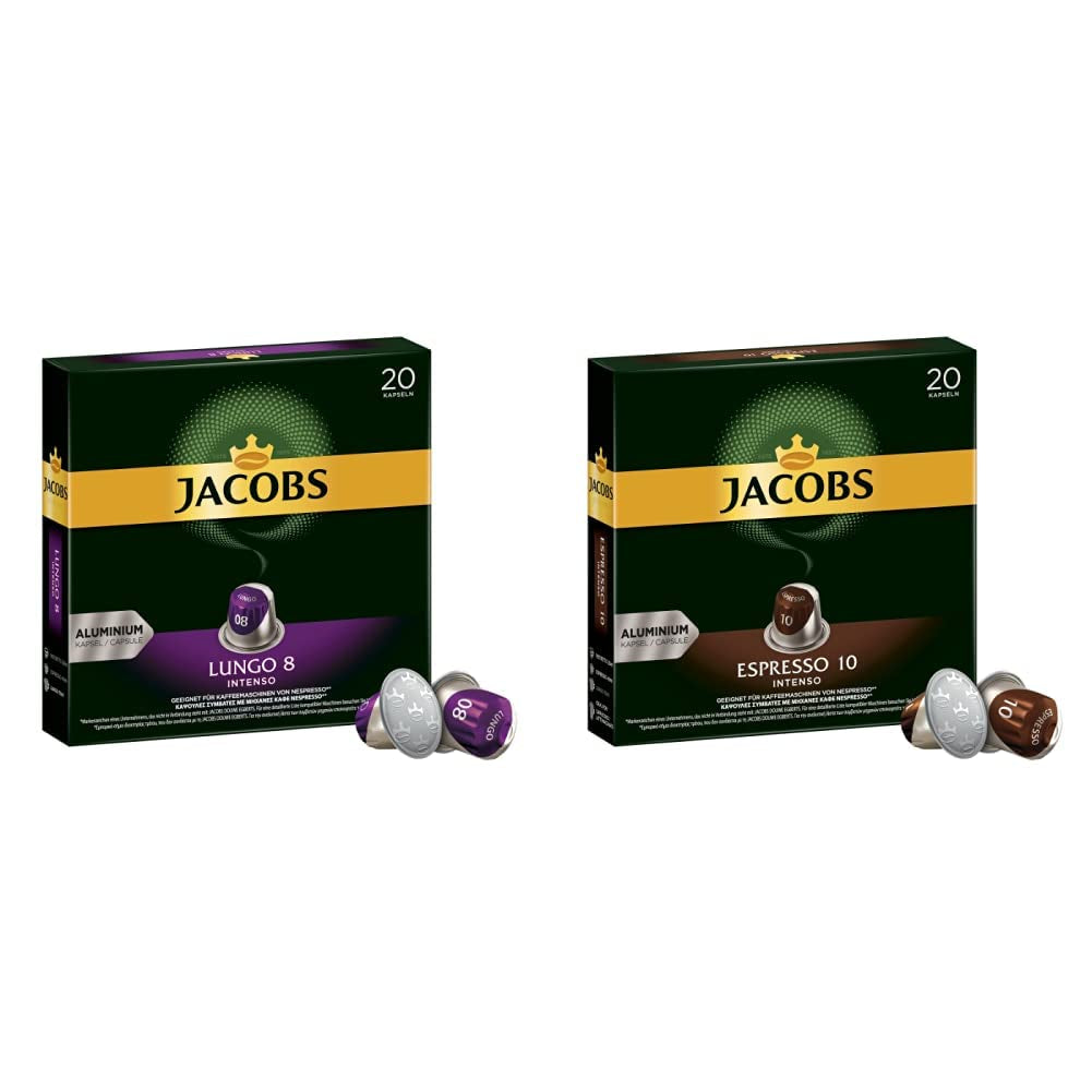 Kaffeekapsel Lungo Intenso, Intensitet 8 af 12, 10 x 20 Getränke & Kaffeekapseln Espresso Intenso, Intensität 10 af 12, 200 Nespresso®*-kompatibel Kapsel, 10 x 20 Getränke