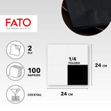 - Engangspapirservietter, ideelle til forretter og cocktails, pakke med 100 servietter, størrelse 24X24, 4-fold, 2-lags, sort farve, 100% rent cellulosepapir, Fsc-certificeret