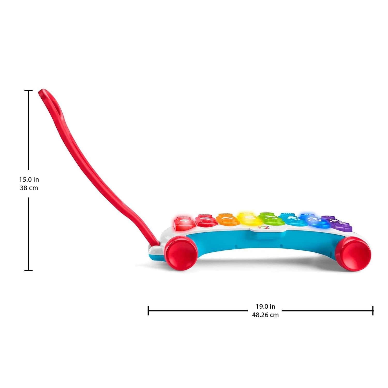 Fisher-Price Light-up kæmpe xylofon - elektronisk musikinstrument til at trække sammen med sange med læringsindhold, til børn, småbørn fra 9 måneder, flerfarvet, version: fransk, HJK40 Jucarii Bebe Naty Shop