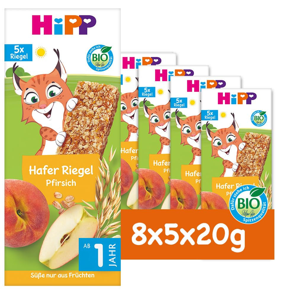 HiPP Lynx havrestænger med ferskner, fra 1 år, 8 x (5x20g)