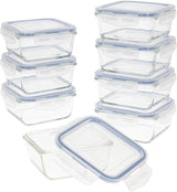 Max Home 8-pak glas lufttætte beholdere Mikrobølgeglas madkasse Genlukkelige madbeholdere 550 ml klare låg madbeholdere (16538) Naty Shop madopbevaringsbokse Standardtitel