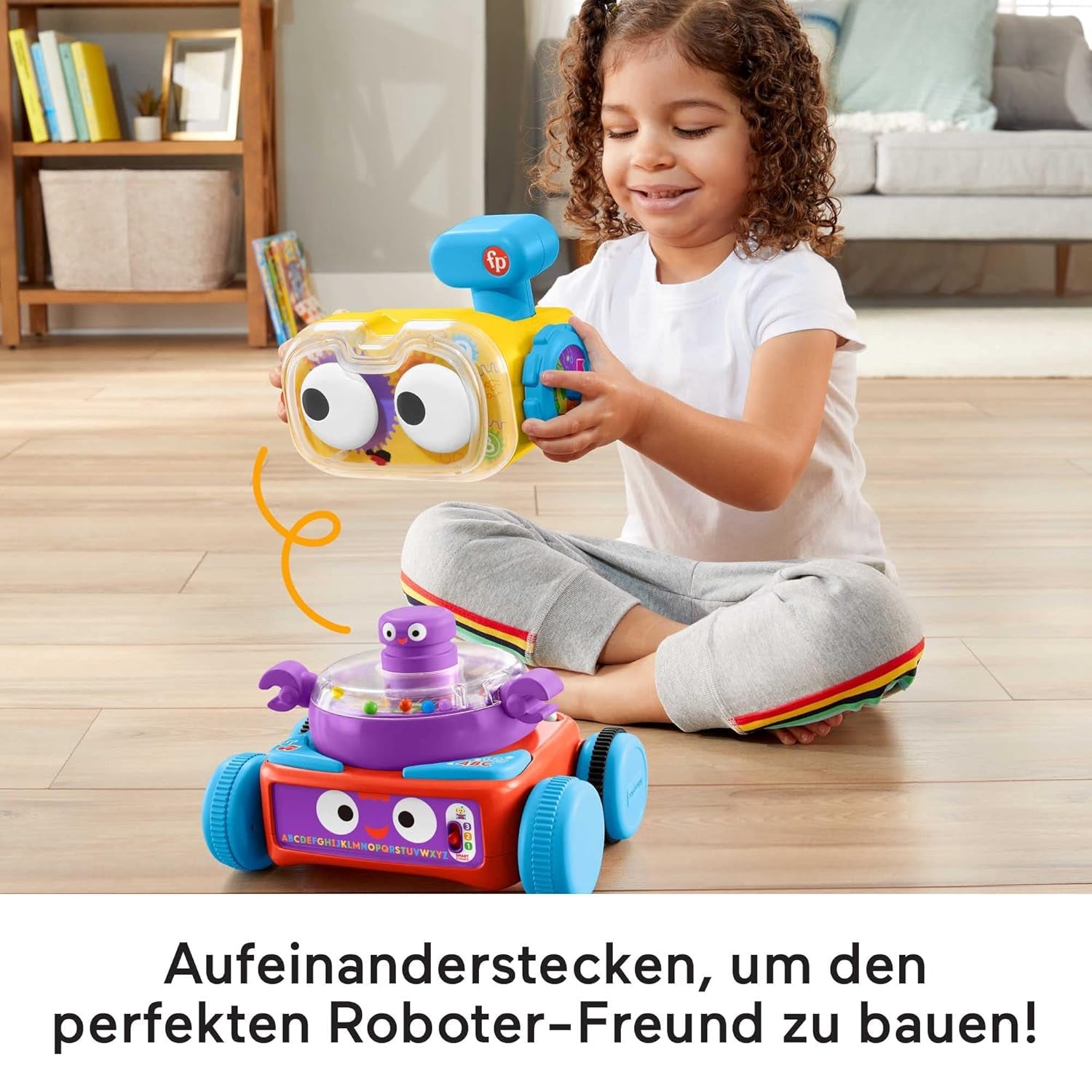 Fisher-Price 4-i-1 læringsrobot Linus til babyer og småbørn, legetøj fra 6 måneder - tysktalende, HCK39 Babylegetøj Naty Shop
