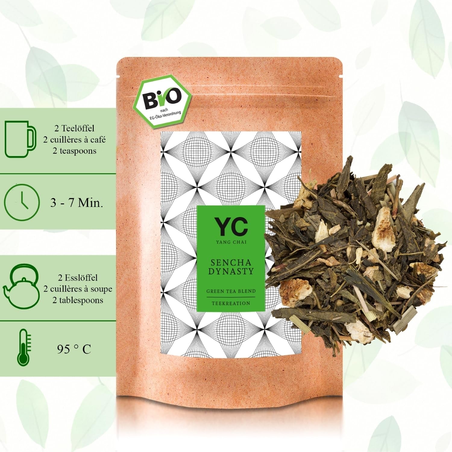 YC Yang Chai Sencha Grøn te BIO 250G - Japansk løs te med bergamot smag - Original japansk grøn te "Sencha Dynasty" fra kontrolleret økologisk dyrkning