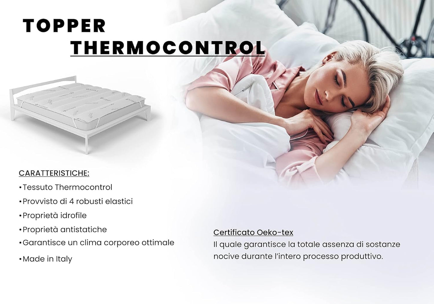 MB Home Italia, Topper, Termokontrol, Dobbelt 160X195 Cm Dyner og quilts Naty Shop