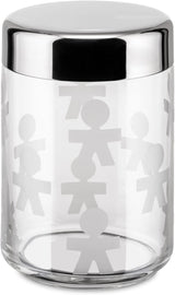 Alessi AKK37 GIROTONDO Imprint køkkenkrukke i glas med forseglet låg i rustfrit stål, L 21,6 cm, H 10,5 cm Madopbevaringsbokse Naty Shop B 21,6 cm, H 10,5 cm