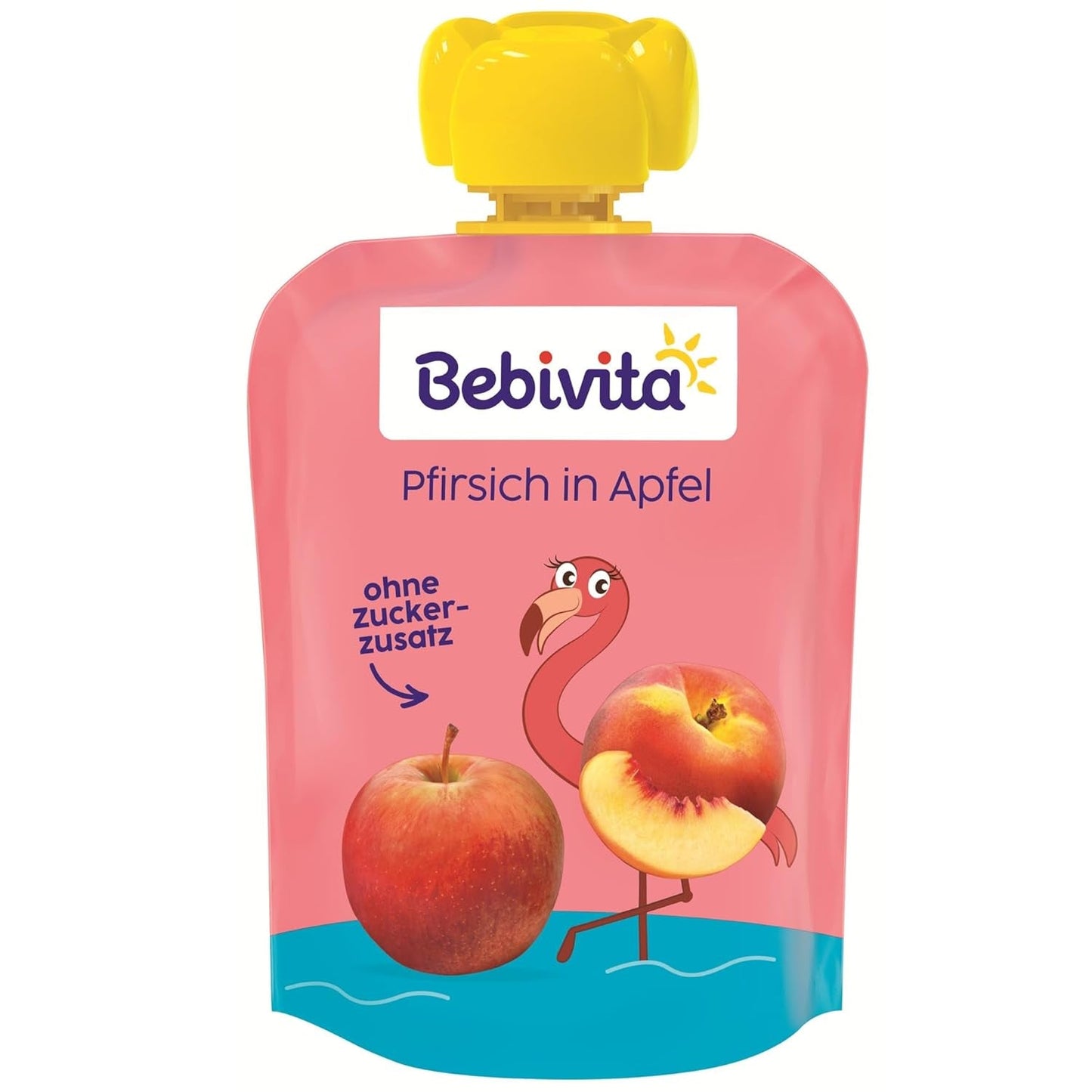 Peach Apple-pakninger - 16 pakker (4 pakker, 4 x 90 g hver), uden tilsat sukker, glutenfri, vegansk, ideel til babyer fra 5 måneder, perfekt til take-away