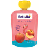Peach Apple-pakninger - 16 pakker (4 pakker, 4 x 90 g hver), uden tilsat sukker, glutenfri, vegansk, ideel til babyer fra 5 måneder, perfekt til take-away