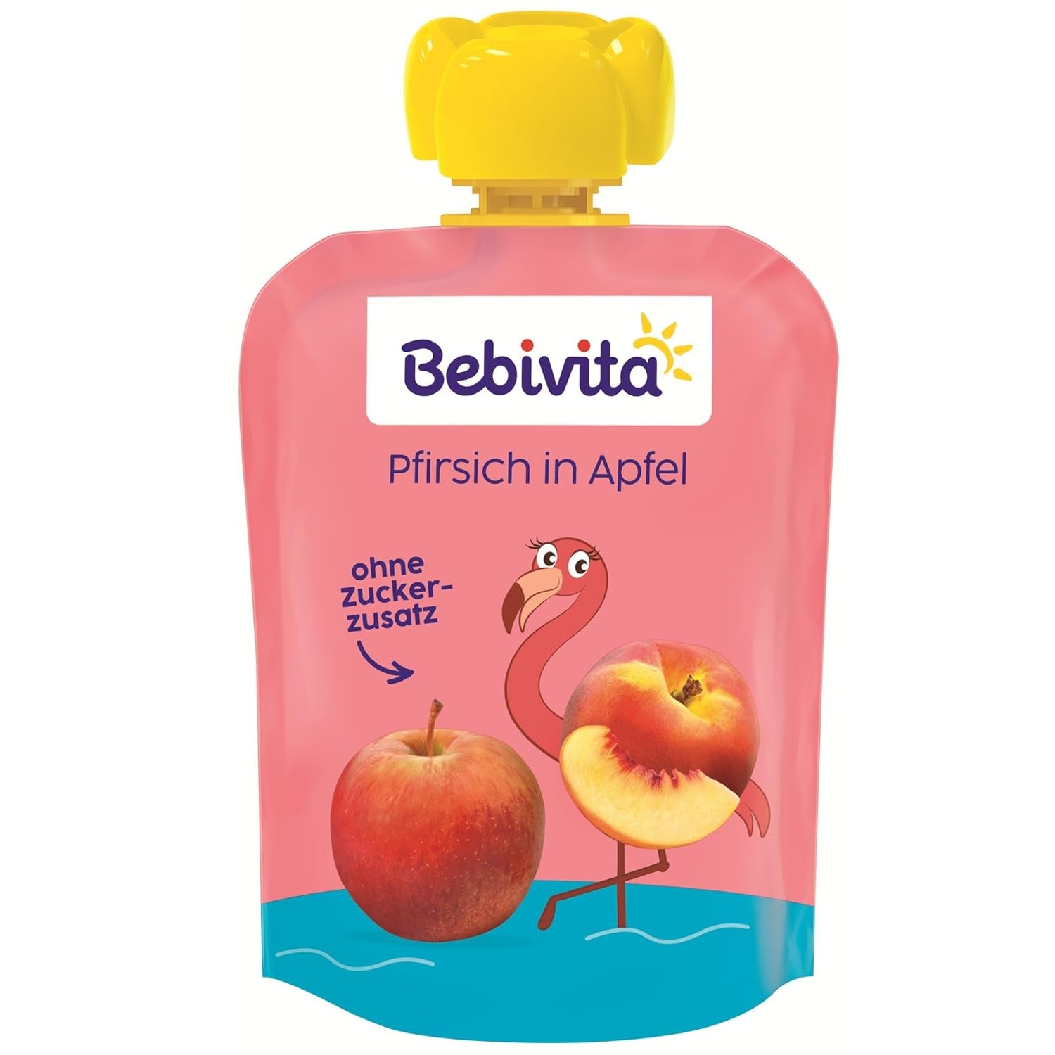 Peach Apple-pakninger - 16 pakker (4 pakker, 4 x 90 g hver), uden tilsat sukker, glutenfri, vegansk, ideel til babyer fra 5 måneder, perfekt til take-away