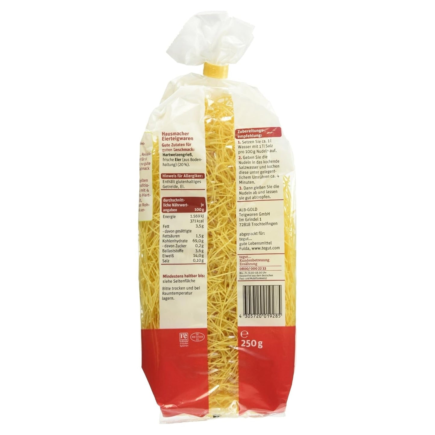 tegut... Æggenudler Pakke med 6 (6 x 250 g)