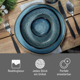 ligesom. de Villeroy & Boch - Lave Gris spisestel i stentøj, 4 dele, keramisk look, bordservice til 2, grå