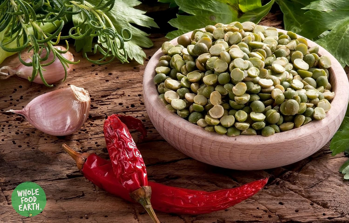 Wholefood Earth økologiske splittede grønne ærter – 1 kg