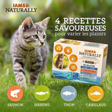 IAMS naturligt våd kattefoder i sauce - vådfoder af høj kvalitet med fisk til voksne katte, havsamling, 12 x 85 g