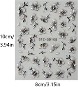JMEOWIO 6 Blatt 3D Nagelsticker Blumen Nail Art Sticker Selbstklebend Nagelaufkleber 5D Stereoskopisk Frühling Sommer Blumen Dekoration Nageldesign Zubehör