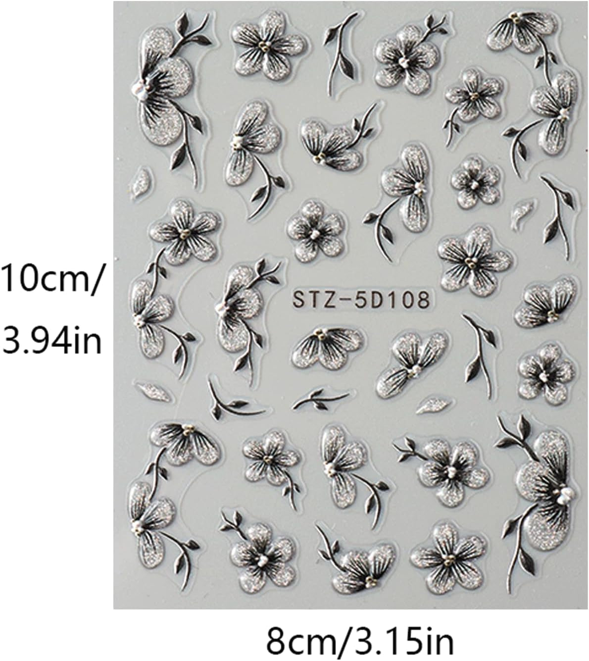 JMEOWIO 6 Blatt 3D Nagelsticker Blumen Nail Art Sticker Selbstklebend Nagelaufkleber 5D Stereoskopisk Frühling Sommer Blumen Dekoration Nageldesign Zubehör