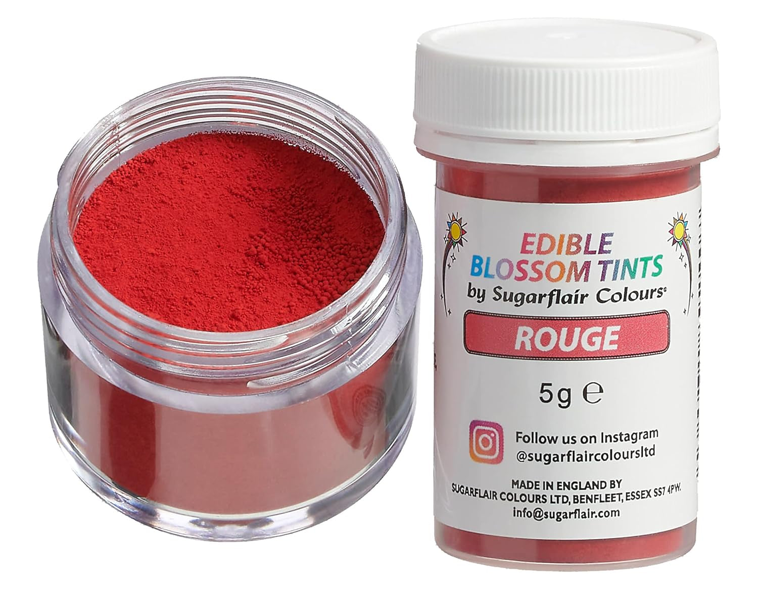 Sugarflair Blossom Tint Dust Red - Madfarvepulver til kagepynt, fondant, glasur, chokolade, smørcreme, macarons og mere - 5G